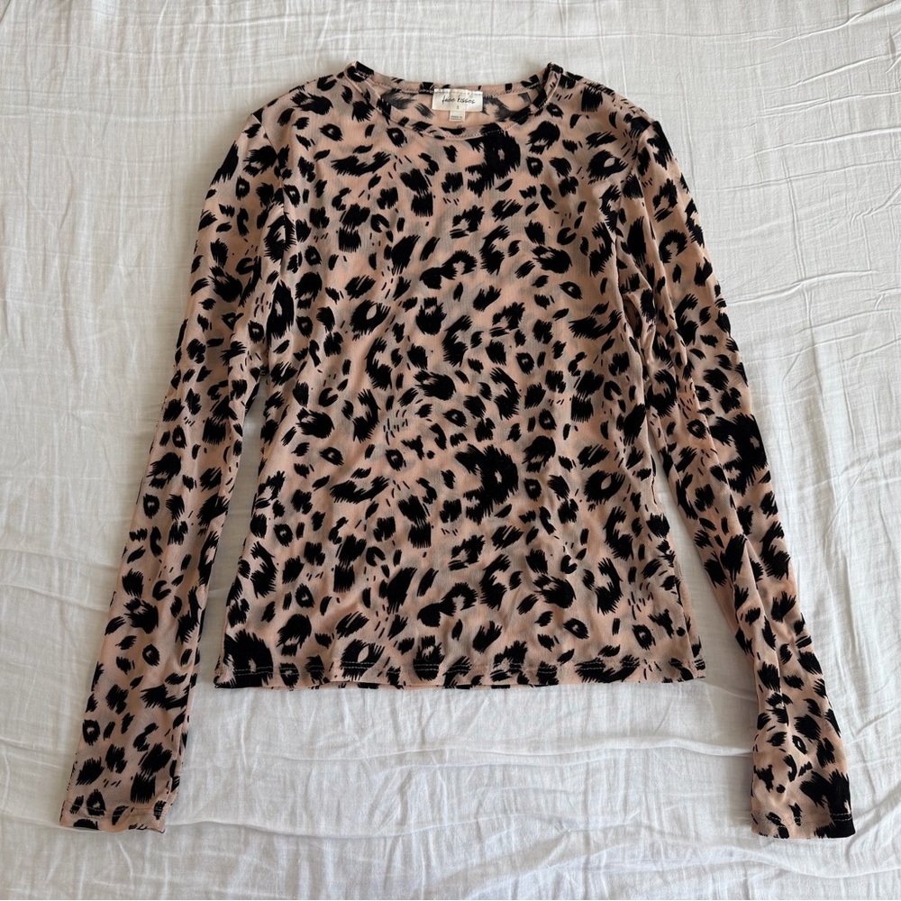 Free Kisses Black and Tan Leopard Long Sleeve Top